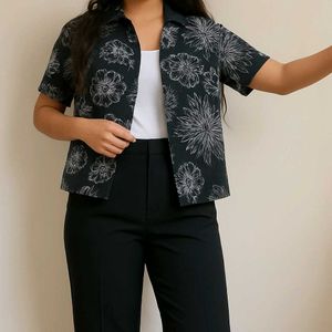 Floral Black Shrug Type Shirt For Summers