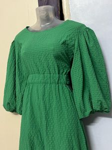 Pintrest Green Puff Sleeve Dress