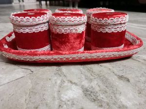 Red Velvet Trinket Set