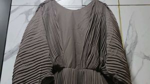 Pleated Gold Trim Dress
