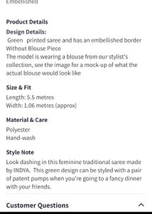 Readymade Green Saree Without Blouse