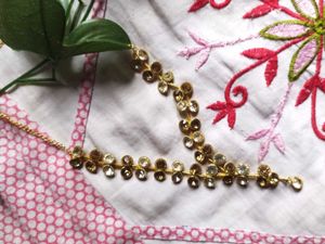 Gold Floral Crystal Y Necklace
