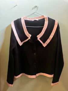 PRICE DROP!! Cute Black Cardigan with White Collar