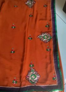 Patch Work With Laceborder And Also Handwork Saree
