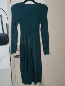 Elegant Green Knit Midi Dress