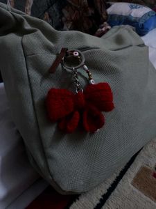 Red Crochet Bow Keychain