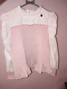 Pretty Pink Smocked Top | Full Sleeves