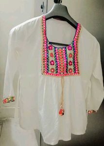 Embroidered White Top