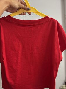 Red Graphic Crop Top