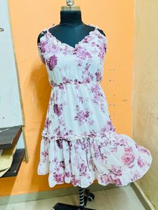 White Floral Dress Xl Size