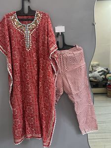 Red Printed Kaftan Set (L)
