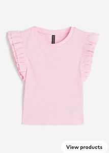 H&amp;M Flutter Sleeve Pastel Pink Top