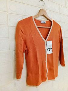 Knit Orange Cardigan