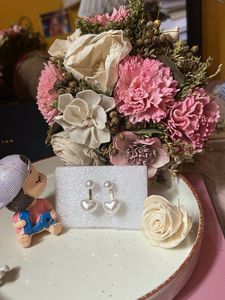 Heart Pearl Drop Earrings