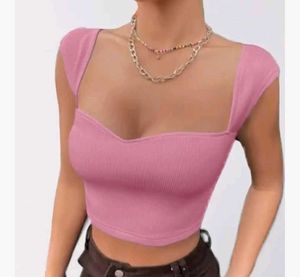 Pink Ribbed Crop Top (xs/s)