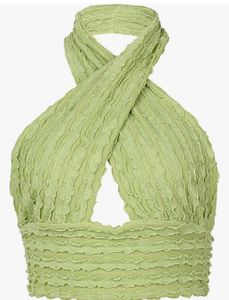 Y2k Criss-Cross Cut Out Halter Top💚