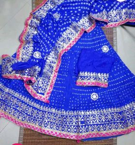 Blue Bandhej Lehenga Chunni