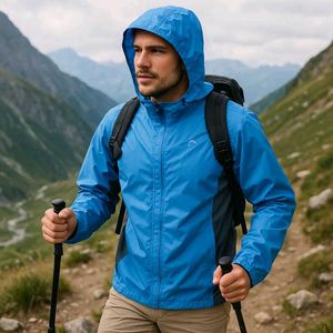 Blue Waterproof Hiking Jacket
