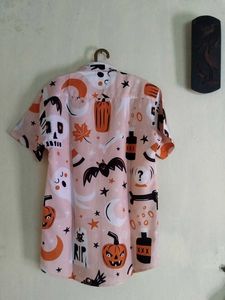 Halloween Print Button Up Shirt