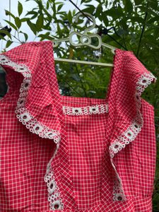 Vintage Gingham Dress with Lace