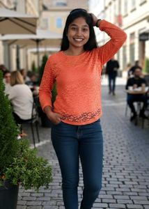 Orange Lace Top