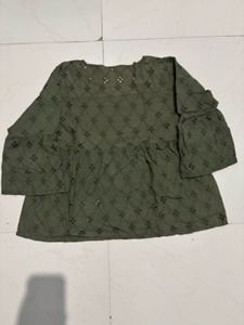 Olive Green Embroidered Top