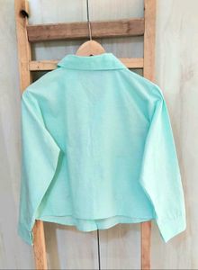 Light Green Embroidery Work Cotton Shirt Size-36