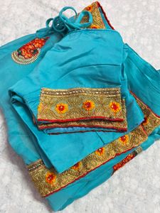 Blue Saari with Blouse | Sadi