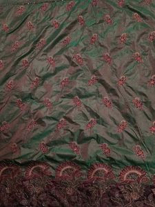 Embroidered Green double shaded saree