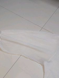 White Knit Bishop Sleeve Top