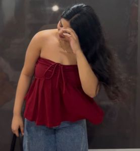 Red Ruffle Tube Top
