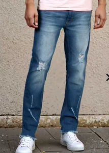 Ripped Blue Denim Jeans torn pant model style dist