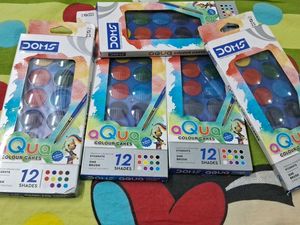5 DOMS AQUA WATER COLOUR CAKES 12 SHADES ONE BRUSH