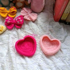 Pink Crochet Heart Trinket Dish🎀