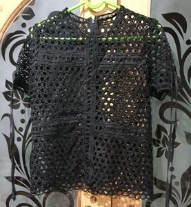 Kylie Black crochet top