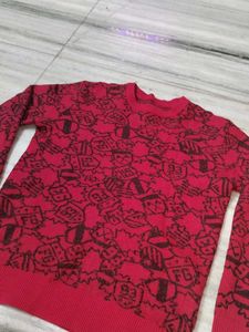 Red Patterned Sweatshirt
