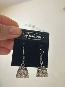 Oxidised Silver Jhumka Earrings