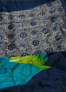 Big Flowers Printed Saree💙 With Blouse Pice