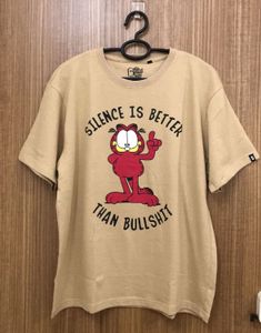 Garfield Quote Khaki Colour Oversized Tshirt