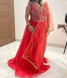 🔥❤️ Tomato Colour Off Shoulder Lahenga ❤️🔥