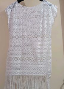 White Lace Fringe Cover-Up