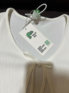 Ribbed Tie-Front Long Sleeve Top