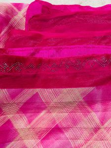 Beautiful Pink Saree Georgette Silk🩷
