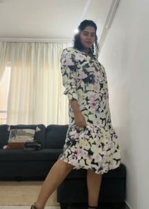 Black Embroidered Shirt + Floral H&amp;M Dress