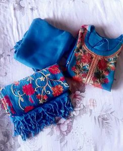 Blue Embroidered Kurta Set