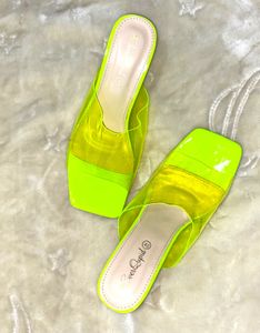 Neon Yellow Clear Mules