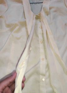 Elegant Tie-Neck Blouse and pastle yellow color