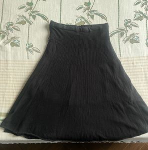 Black Knit A-Line  Skirt, Stretchable