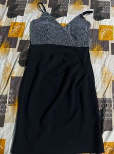 black partywear noodle strap padded dress
