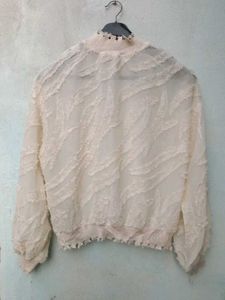 New With Tag Korean High Furr Beige Top